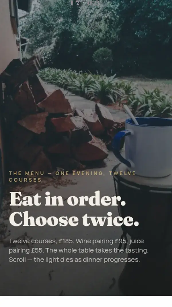 The menu page on a phone, as most people read it
