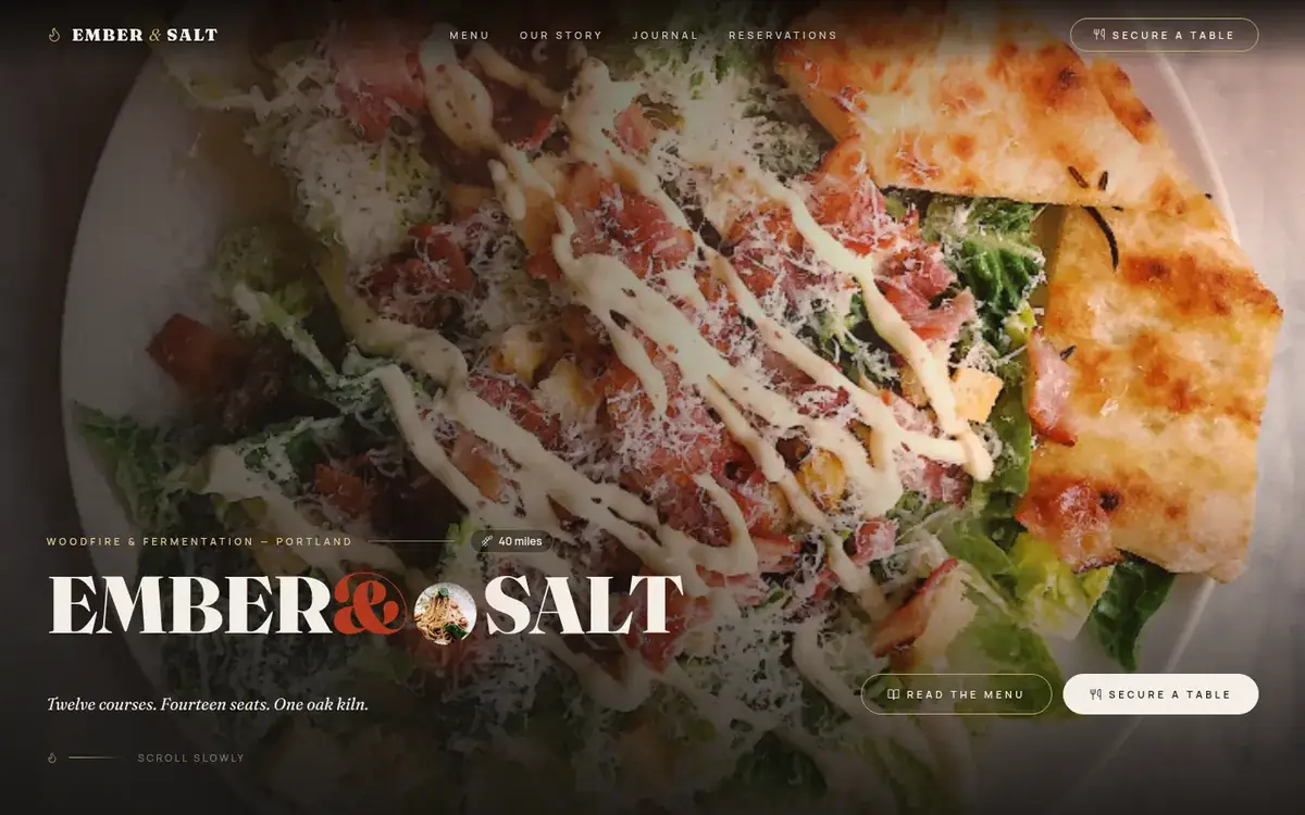 The Ember & Salt website on a phone